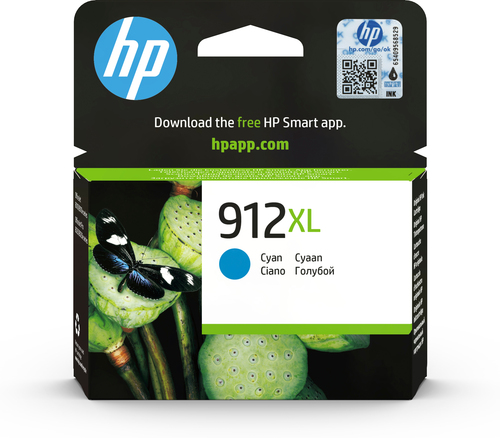 HP 912XL High Yield Cyan Original Ink Cartridge, Rendement élevé (XL), Cyan, Encre à pigments, 9,9 ml, 1 pièce(s), 825 pages
