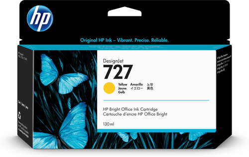 HP 727 130-ml Yellow DesignJet Ink Cartridge, Rendement standard, Jaune, Encre à colorant, 130 ml, 1 pièce(s)