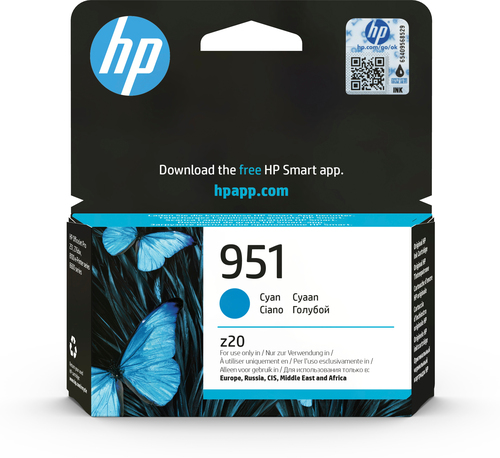 HP 951 Cyan Original Ink Cartridge, Rendement standard, Cyan, Encre à pigments, 8,5 ml, 1 pièce(s), 700 pages