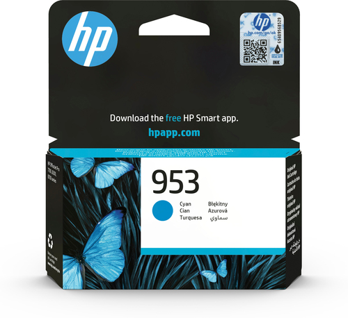 HP 953 Cyan Original Ink Cartridge, Rendement standard, Cyan, Encre à pigments, 9 ml, 1 pièce(s), 630 pages