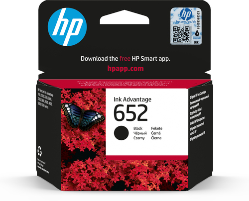 HP 652 Black Original Ink Advantage Cartridge, Rendement standard, Noir, Encre à pigments, 1 pièce(s), 360 pages