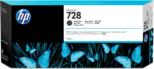 HP 728 300-ml Matte Black DesignJet Ink Cartridge, Rendement élevé (XL), Noir mat, Encre à pigments, Encre à pigments, 300 ml, 1 pièce(s)