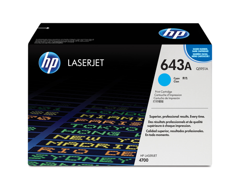 HP 643A toner LaserJet cyan authentique, 10000 pages, Cyan, 1 pièce(s)