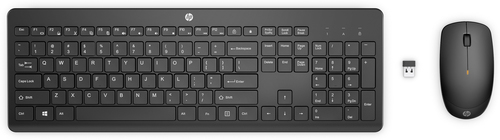 HP Ensemble clavier et souris sans fil 235, Taille réelle (100 %), Sans fil, RF sans fil, Clavier à membrane, Noir, Souris incluse