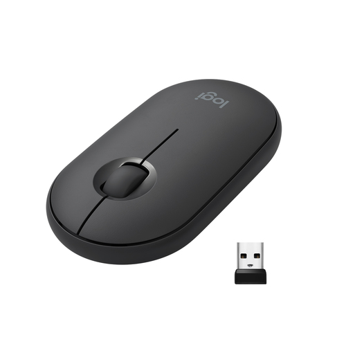 Logitech Pebble M350, Ambidextre, Optique, RF sans fil + Bluetooth, 1000 DPI, Graphite