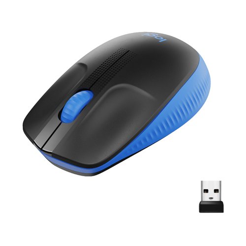 Logitech M190, Ambidextre, Optique, RF sans fil, 1000 DPI, Noir, Bleu