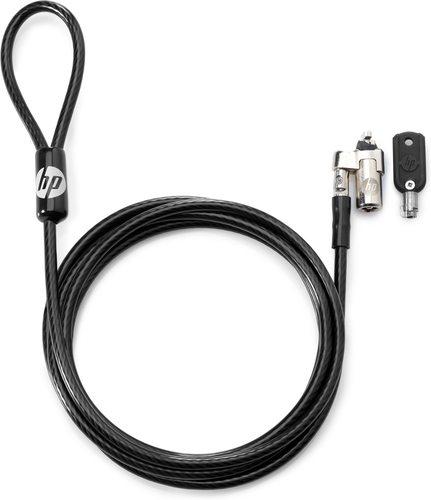 HP Kit de verrouillage de câble à clé 10 mm, 1,83 m, Clé ronde, Acier galvanisé, Noir