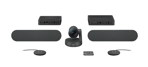 Logitech Rally Plus, Système de vidéoconférence de groupe, 4K Ultra HD, 60 ips, 90°, 15x, Noir