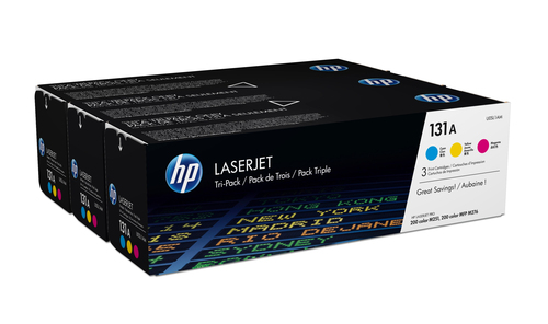 HP 131A 3-pack Cyan/Magenta/Yellow Original LaserJet Toner Cartridges, 1800 pages, Cyan, Magenta, Jaune, 3 pièce(s)