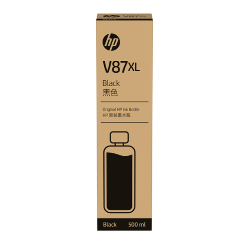 HP Cartouche d’encre noire grande capacité V87XL en bouteille - 500 ml, DesignJet T858, DesignJet T908, DesignJet T918, Impression à jet d'encre, Noir, 75 mm, 75 mm, 286,5 mm