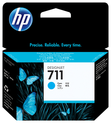 [CZ130A] HP 711 29-ml Cyan DesignJet Ink Cartridge, Rendement standard, Cyan, Encre à colorant, 1 pièce(s)