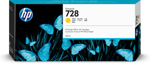 [F9K15A] HP 728 300-ml Yellow DesignJet Ink Cartridge, Rendement élevé (XL), Jaune, Encre à colorant, 300 ml, 1 pièce(s)
